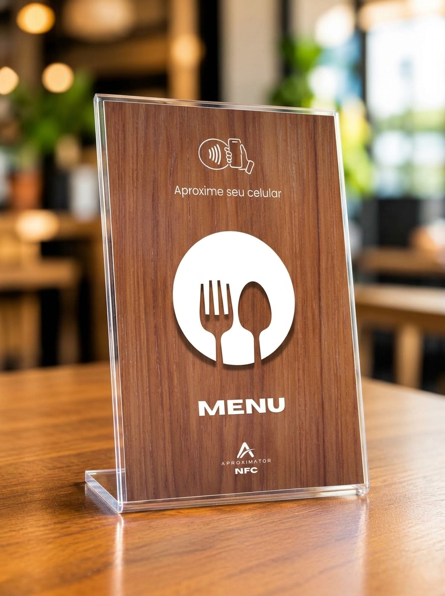 Acrílico para balcão Menu Estilo Madeira Acrílico