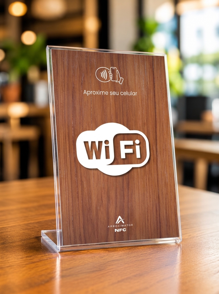 Acrílico para balcão Wi-Fi 2 Estilo Madeira Acrílico