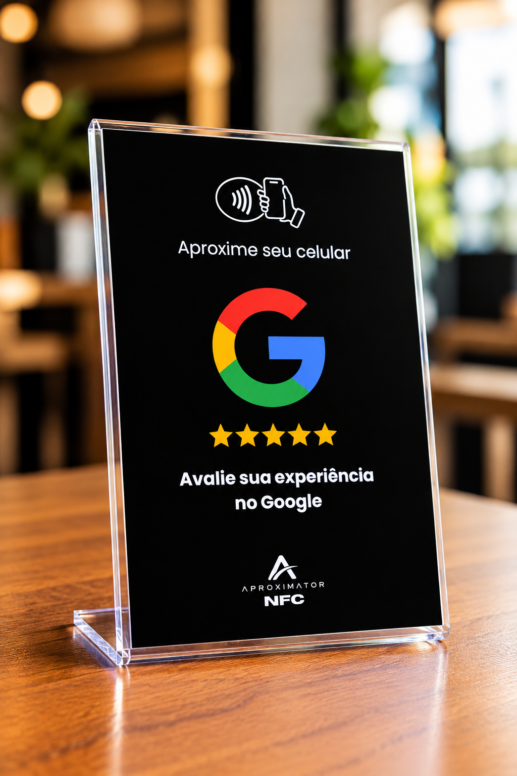 Acrílico para balcão Google Preto Acrílico