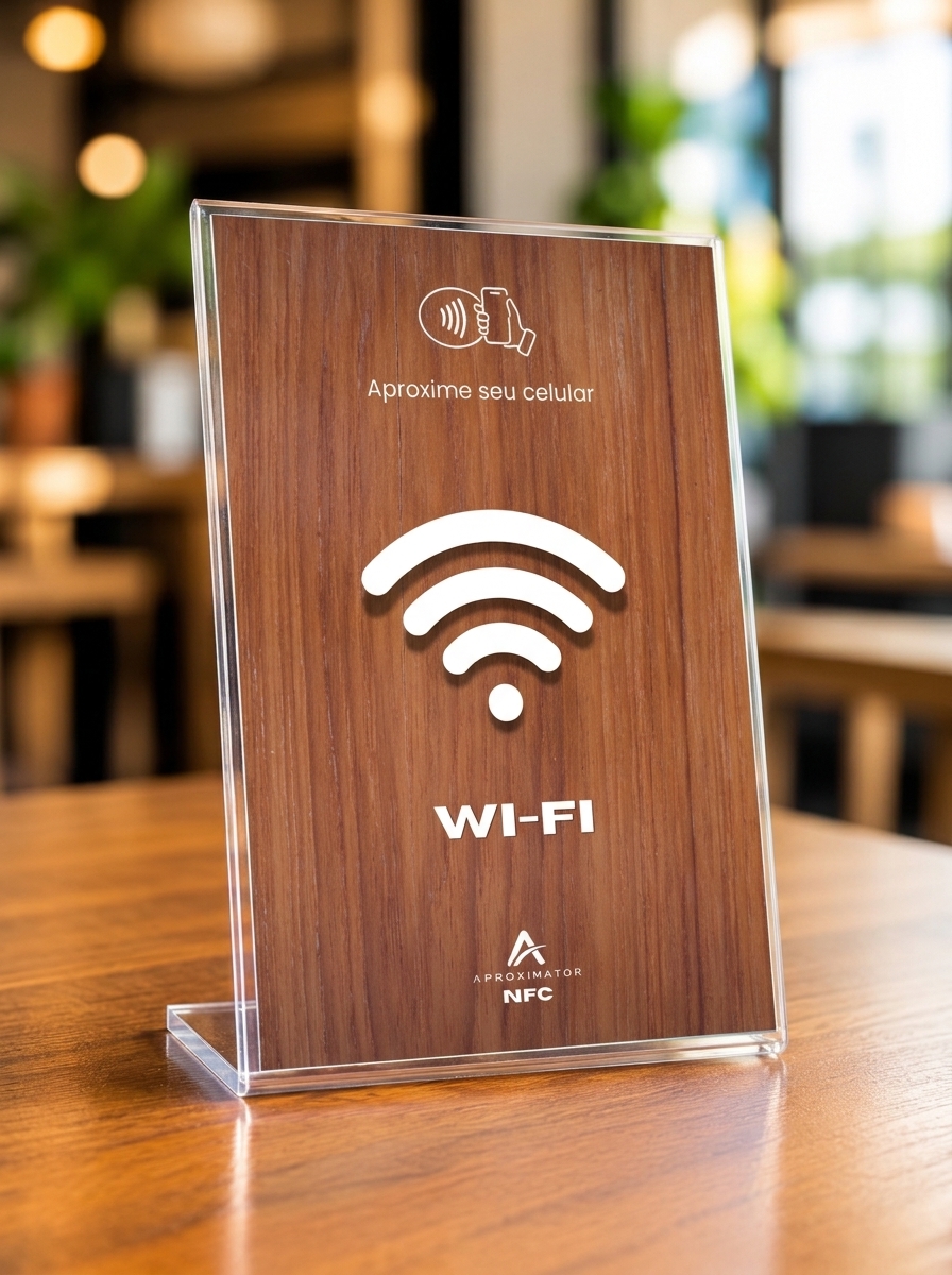 Acrílico para balcão Wi-Fi 1 Estilo Madeira Acrílico